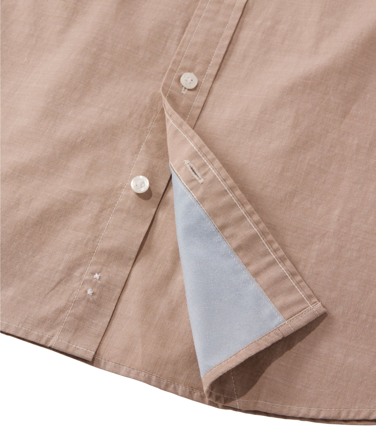 L.L.Bean Men's Comfort Stretch Performance® Chambray Shirt, Short-Sleeve, Slightly Fitted Untucked Fit Camel Brown