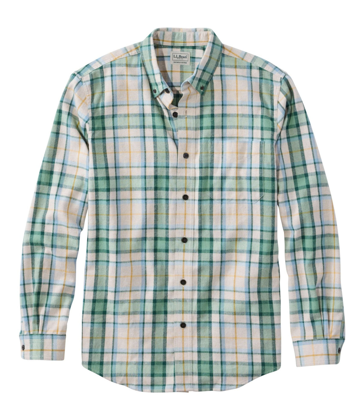 L.L.Bean Men's Scotch Plaid Flannel Shirt, Slightly Fitted Bean of Freeport Green