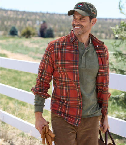 L.L.Bean Men's Scotch Plaid Flannel Shirt, Slightly Fitted Bean of Freeport Green