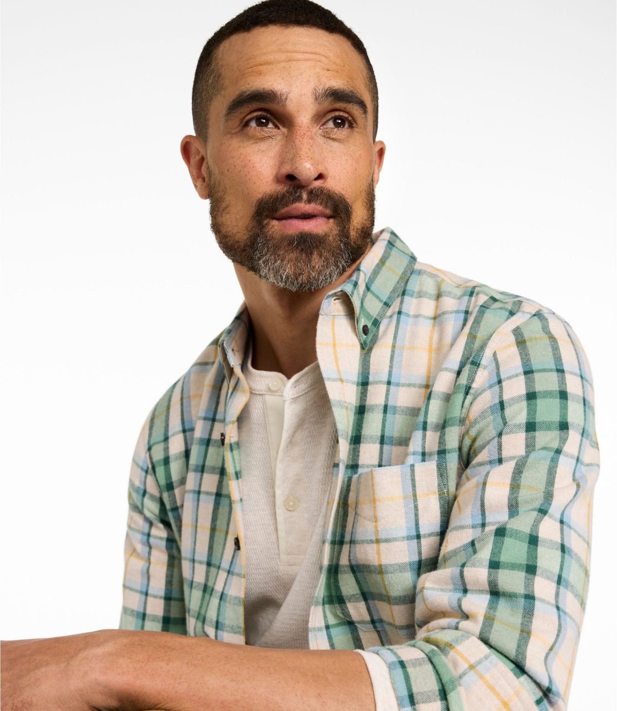 L.L.Bean Men's Scotch Plaid Flannel Shirt, Slightly Fitted Bean of Freeport Green
