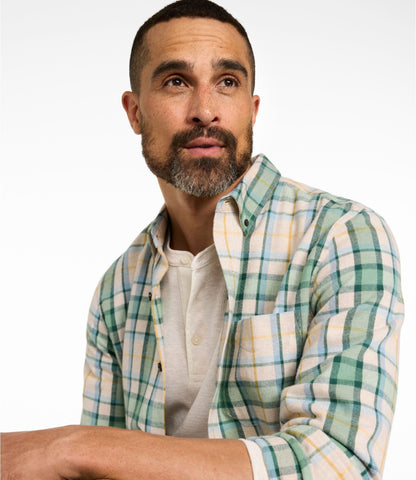 L.L.Bean Men's Scotch Plaid Flannel Shirt, Slightly Fitted Bean of Freeport Green