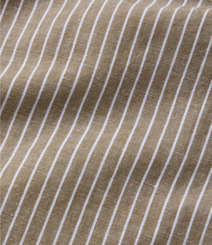 L.L.Bean Men's Signature Wharfside Linen Blend Shirt Canyon Khaki Stripe