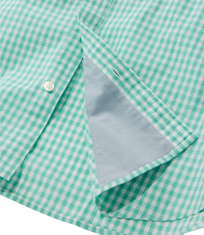 L.L.Bean Men's Comfort Stretch Performance® Shirt, Short-Sleeve, Slightly Fitted Untucked Fit, Plaid Blue Tide