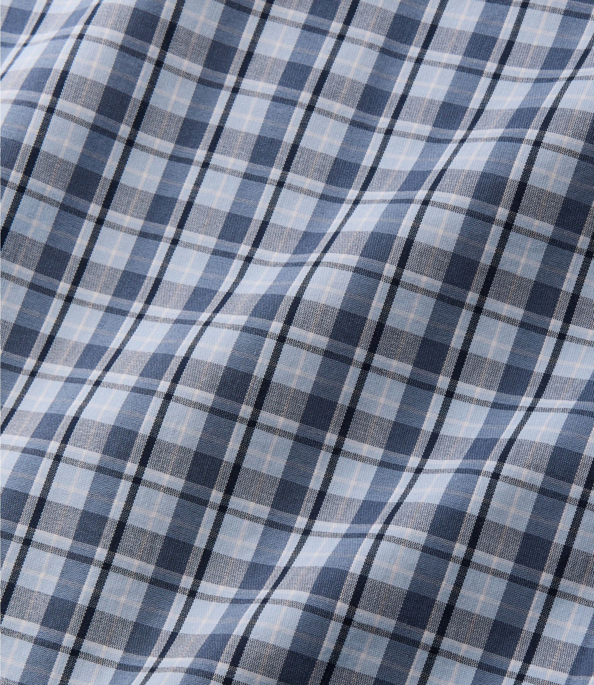 L.L.Bean Men's Comfort Stretch Performance® Shirt, Short-Sleeve, Slightly Fitted Untucked Fit, Plaid Blue Tide