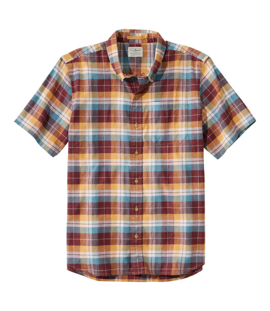 L.L.Bean Men's Stonecoast Hemp Shirt, Short-Sleeve, Slightly Fitted Untucked Fit