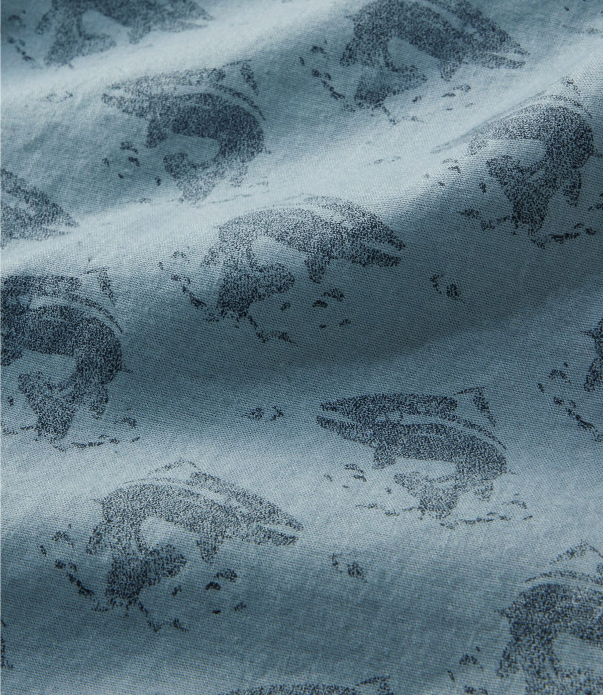 L.L.Bean Men's Stonecoast Hemp Shirt, Short-Sleeve, Slightly Fitted Untucked Fit, Print Bone Fish and Flies