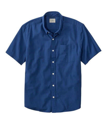 L.L.Bean Men's Comfort Stretch Performance® Seersucker Shirt, Short-Sleeve, Slightly Fitted Untucked Fit, Stripe Classic Navy