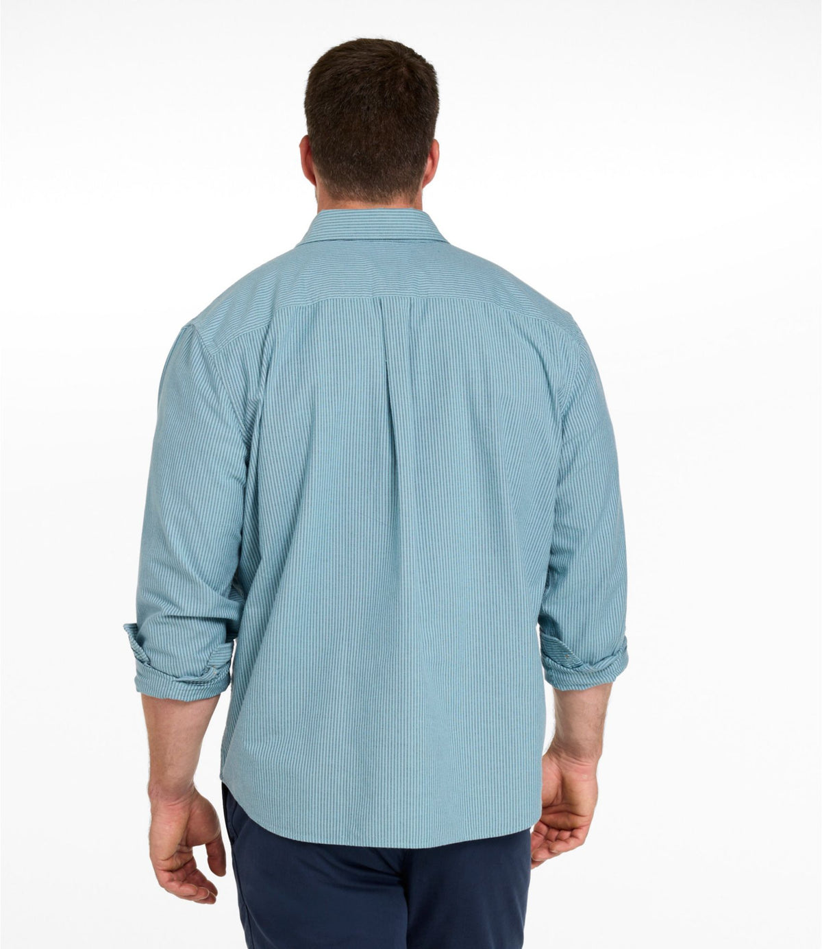 L.L.Bean Men's Sunwashed Oxford Shirt, Slightly Fitted Untucked Fit, Stripe Olive Gray