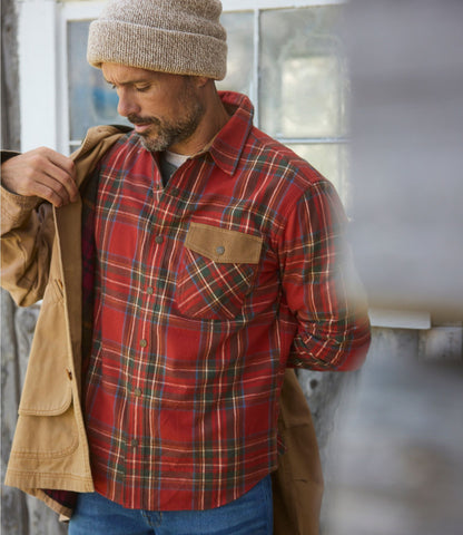 L.L.Bean Men's Scotch Plaid Flannel Shirt, Snap-Front, Slightly Fitted Untucked Fit Antique Royal Stewart
