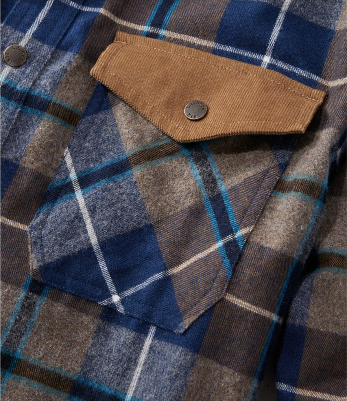 L.L.Bean Men's Scotch Plaid Flannel Shirt, Snap-Front, Slightly Fitted Untucked Fit Antique Royal Stewart