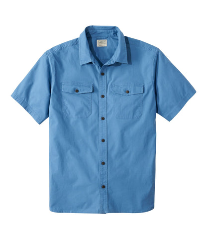 L.L.Bean Men's Riverton Ripstop Shirt, Short-Sleeve, Traditional Untucked Fit Delta Blue