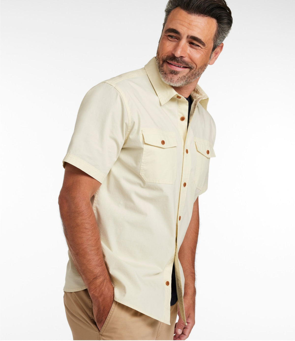 L.L.Bean Men's Riverton Ripstop Shirt, Short-Sleeve, Traditional Untucked Fit Delta Blue