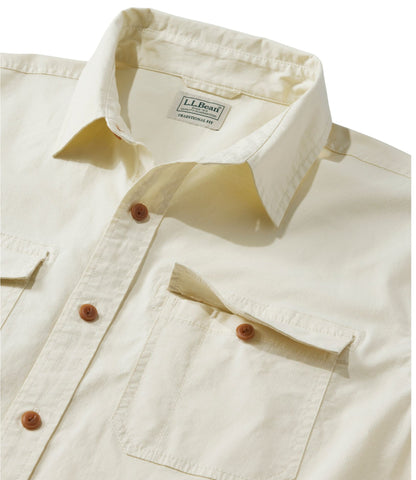 L.L.Bean Men's Riverton Ripstop Shirt, Short-Sleeve, Traditional Untucked Fit Delta Blue