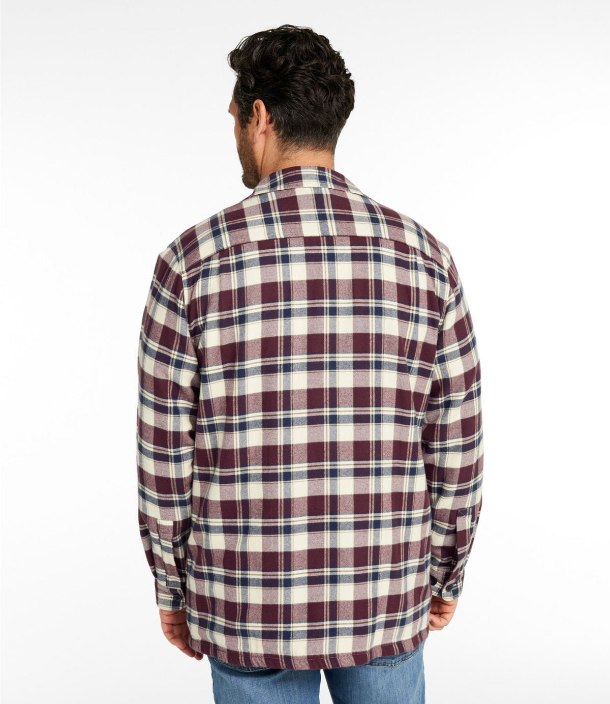 L.L.Bean Men's Fleece-Lined Flannel Shirt, Traditional Fit, Plaid Chalk Blue