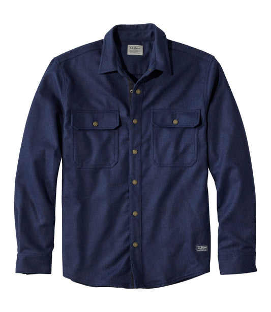 L.L.Bean Men's Maine Guide Lightweight Wool Field Shirt Navy