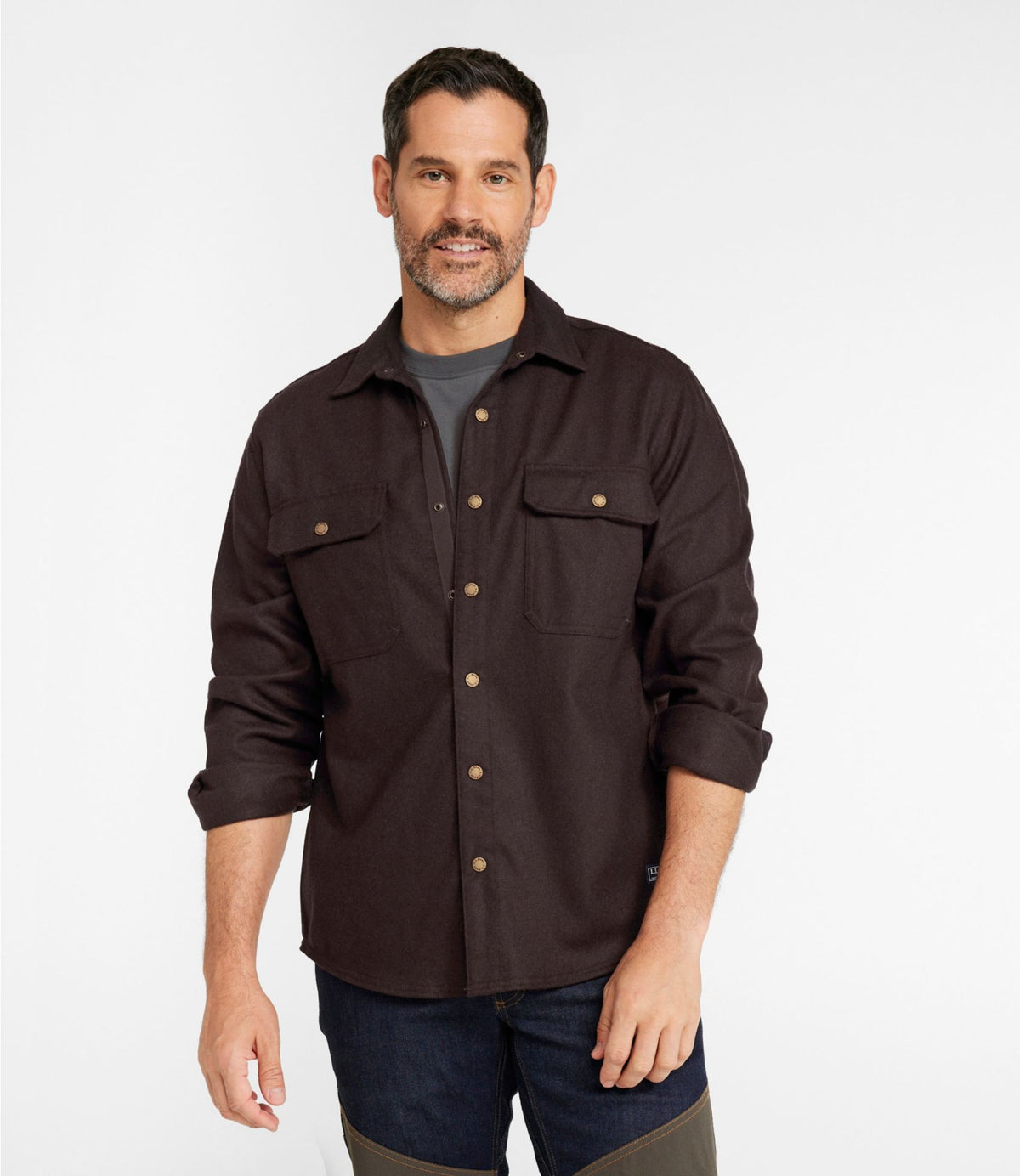 L.L.Bean Men's Maine Guide Lightweight Wool Field Shirt Navy