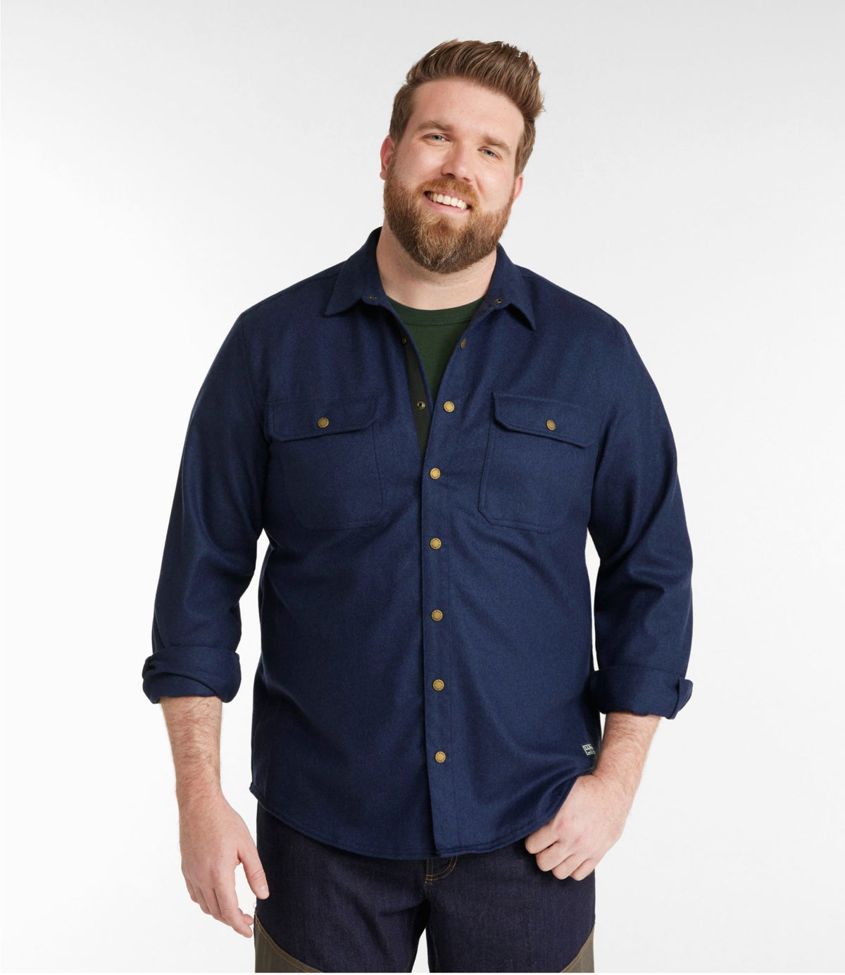 L.L.Bean Men's Maine Guide Lightweight Wool Field Shirt Navy
