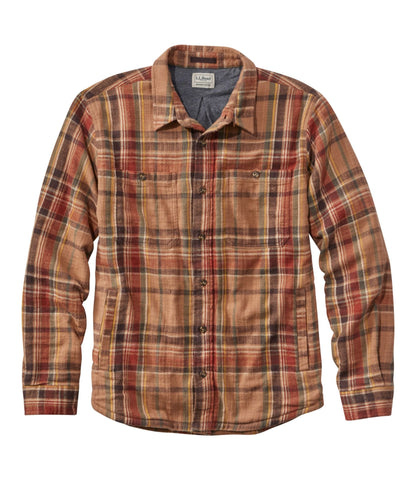 L.L.Bean Men's 1912 Field Flannel Shirt, Lined, Slightly Fitted Untucked Fit, Plaid Toasted Coconut