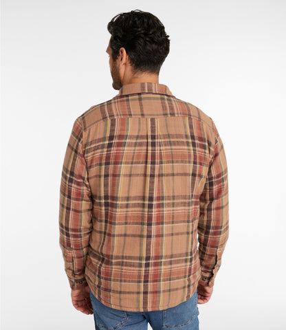 L.L.Bean Men's 1912 Field Flannel Shirt, Lined, Slightly Fitted Untucked Fit, Plaid Toasted Coconut