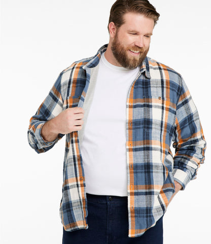 L.L.Bean Men's 1912 Field Flannel Shirt, Lined, Slightly Fitted Untucked Fit, Plaid Toasted Coconut