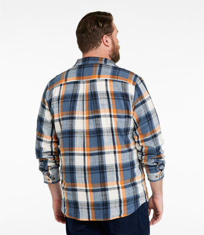 L.L.Bean Men's 1912 Field Flannel Shirt, Lined, Slightly Fitted Untucked Fit, Plaid Toasted Coconut