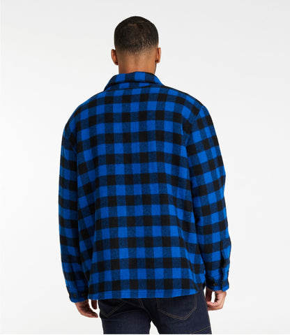L.L.Bean Men's Maine Guide Sherpa Lined Wool Shirt Cobalt/Black