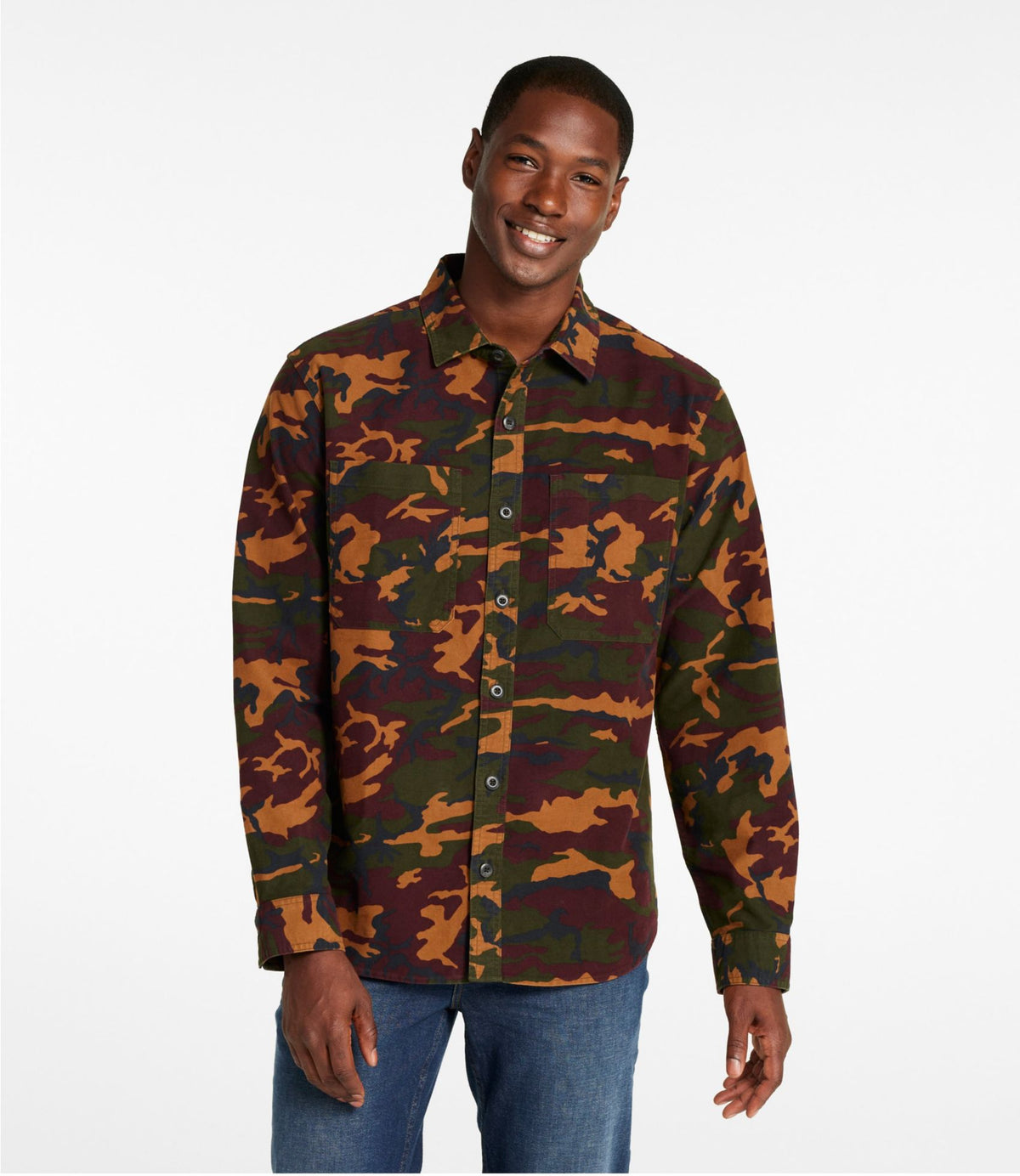 L.L.Bean Men's Bean's Moleskin Shirt, Slightly Fitted Untucked Fit, Print
