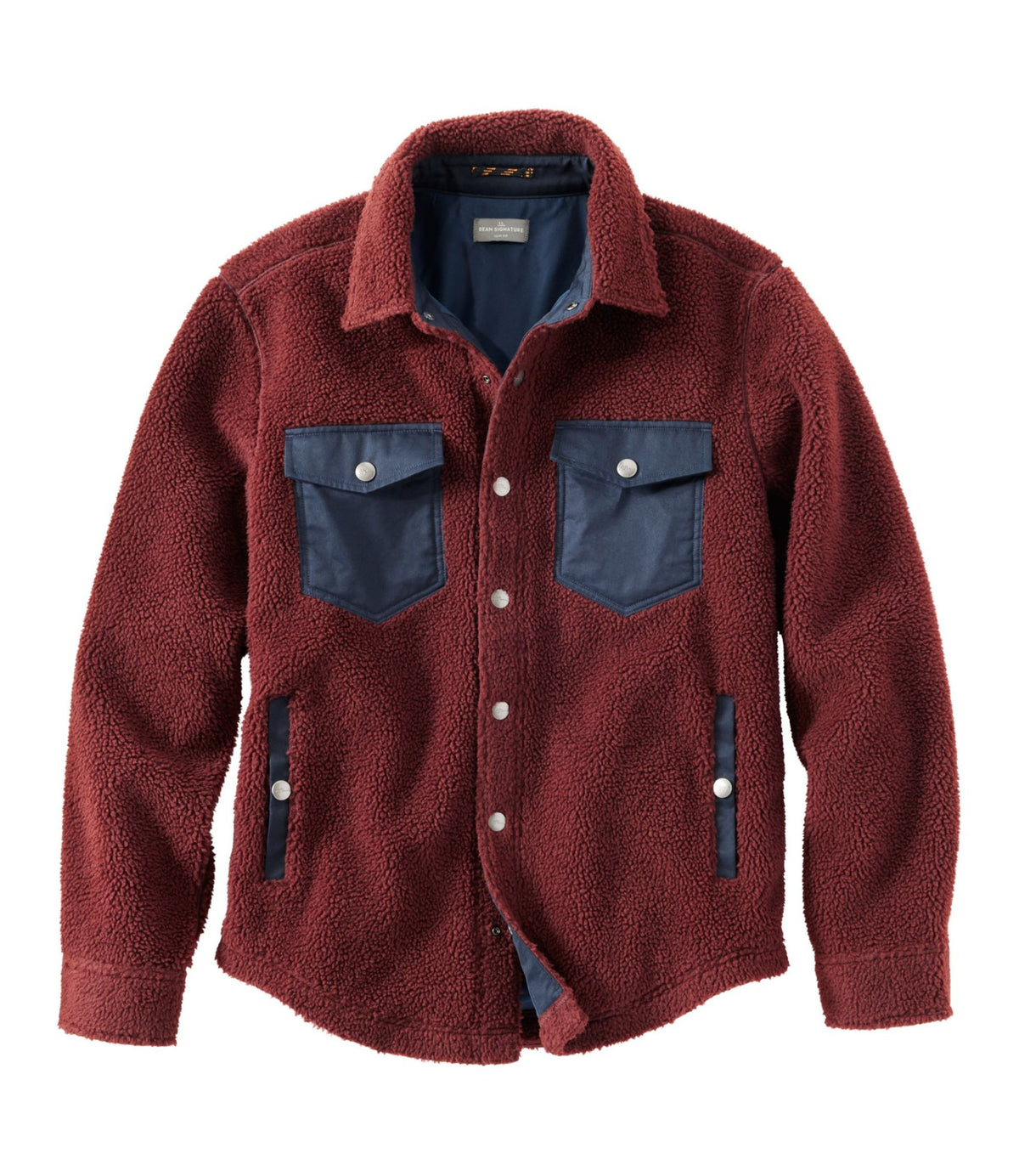 L.L.Bean Men's Signature Mixed Media Fleece Shirt Jacket Currant