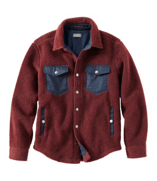 L.L.Bean Men's Signature Mixed Media Fleece Shirt Jacket Currant