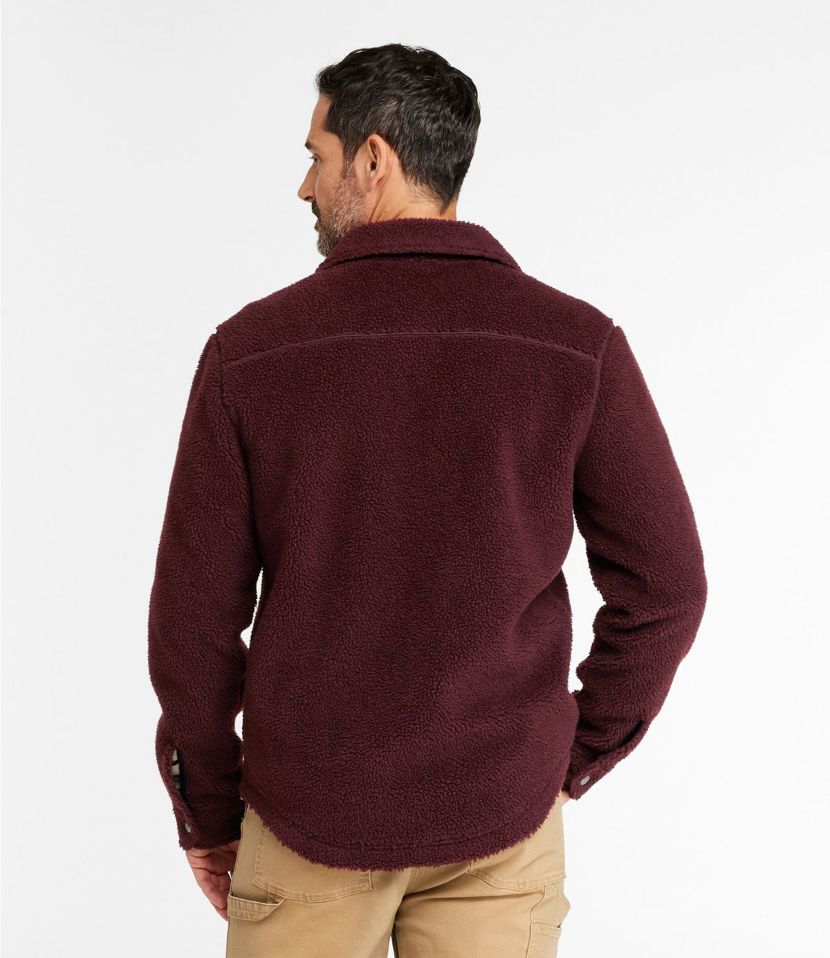L.L.Bean Men's Signature Mixed Media Fleece Shirt Jacket Currant