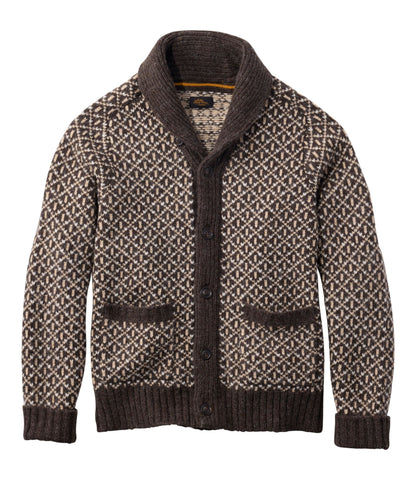 L.L.Bean Men's Signature 1980 Matinicus Rock Sweater, Cardigan Deepest Brown Birdseye
