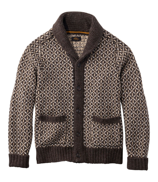 L.L.Bean Men's Signature 1980 Matinicus Rock Sweater, Cardigan Deepest Brown Birdseye