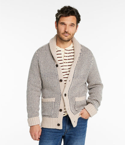L.L.Bean Men's Signature 1980 Matinicus Rock Sweater, Cardigan Deepest Brown Birdseye