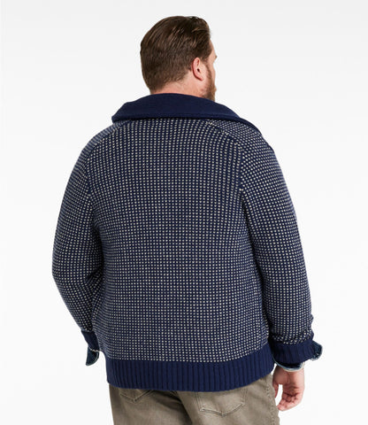 L.L.Bean Men's Signature 1980 Matinicus Rock Sweater, Cardigan Deepest Brown Birdseye