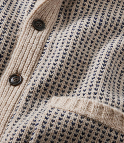L.L.Bean Men's Signature 1980 Matinicus Rock Sweater, Cardigan Deepest Brown Birdseye