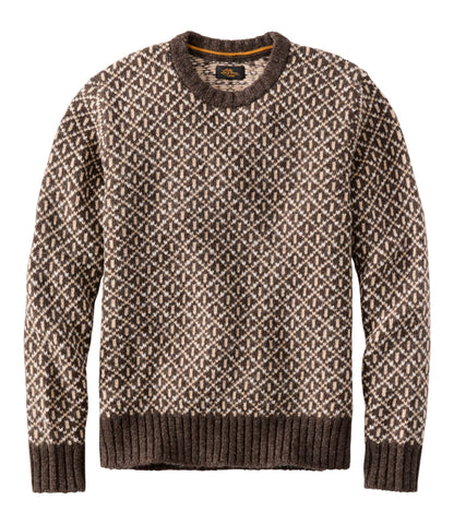L.L.Bean Men's Signature 1980 Matinicus Rock Sweater, Crewneck Deepest Brown Birdseye