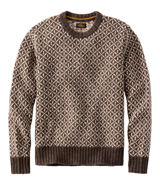 L.L.Bean Men's Signature 1980 Matinicus Rock Sweater, Crewneck Deepest Brown Birdseye