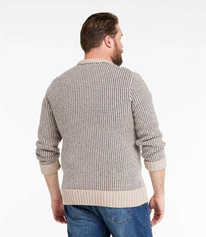 L.L.Bean Men's Signature 1980 Matinicus Rock Sweater, Crewneck Deepest Brown Birdseye