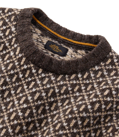 L.L.Bean Men's Signature 1980 Matinicus Rock Sweater, Crewneck Deepest Brown Birdseye