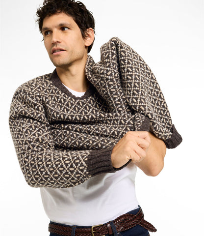 L.L.Bean Men's Signature 1980 Matinicus Rock Sweater, Crewneck Deepest Brown Birdseye