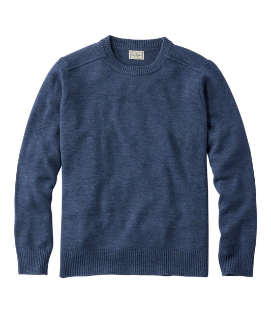 L.L.Bean Men's Essential Merino Sweater, Crewneck Deep Blue Heather