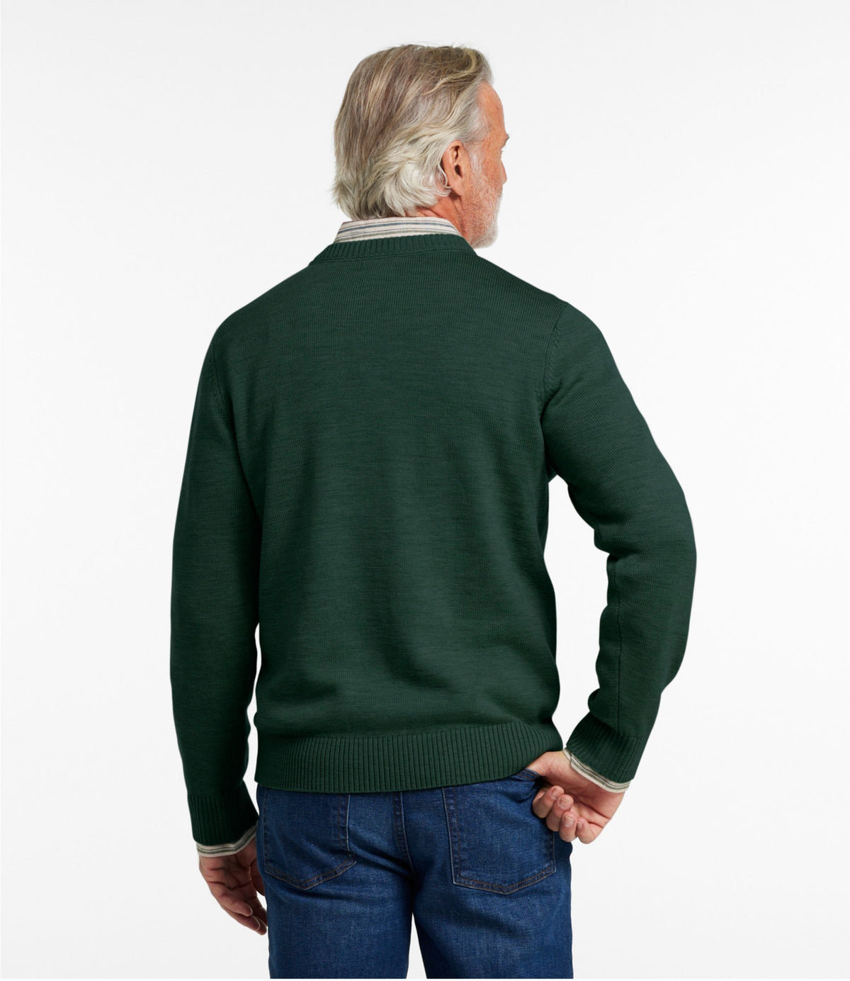 L.L.Bean Men's Essential Merino Sweater, Crewneck Deep Blue Heather