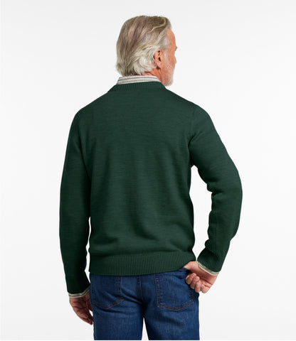 L.L.Bean Men's Essential Merino Sweater, Crewneck Deep Blue Heather