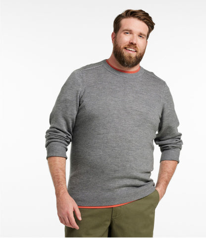 L.L.Bean Men's Essential Merino Sweater, Crewneck Deep Blue Heather