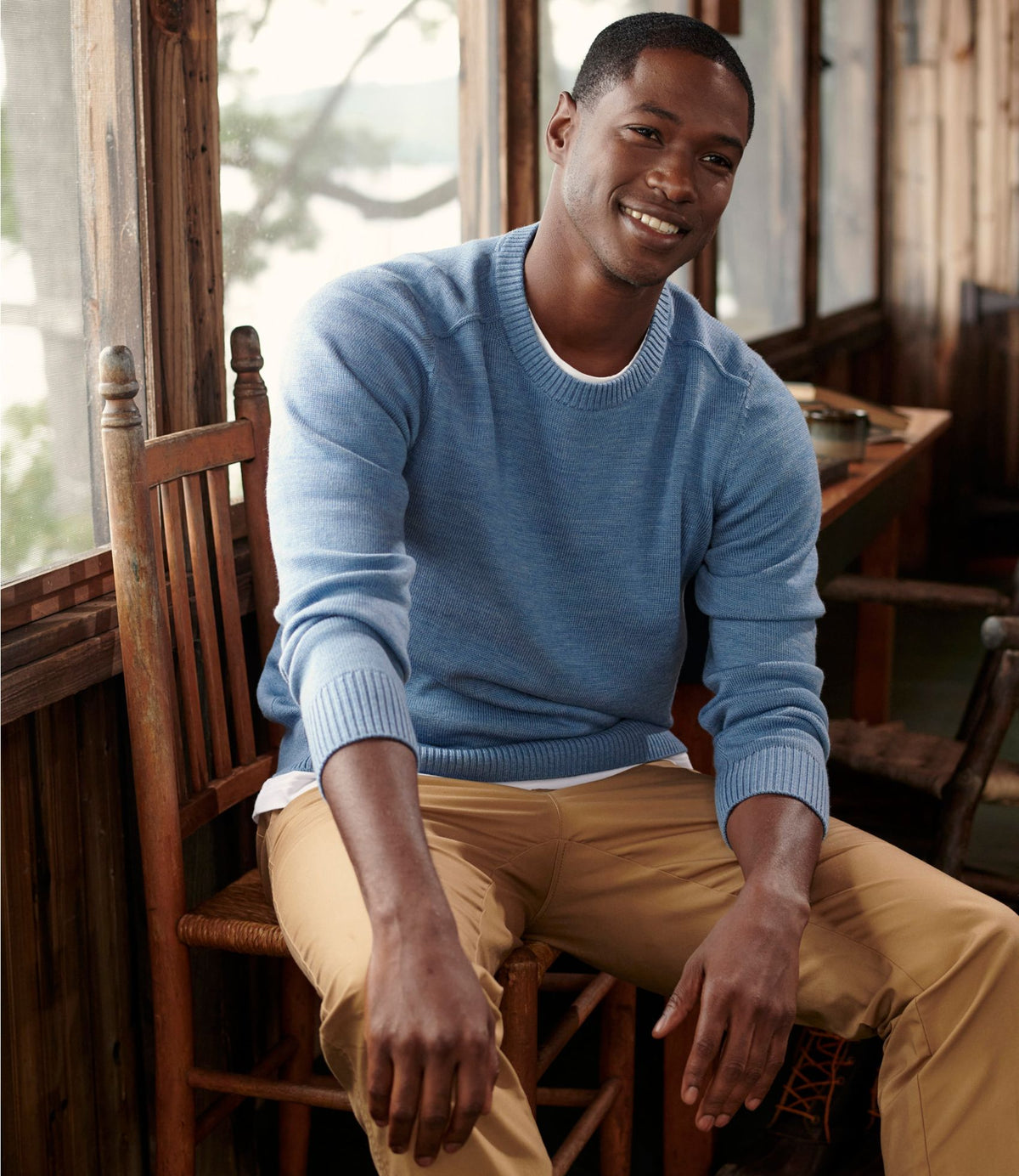 L.L.Bean Men's Essential Merino Sweater, Crewneck Deep Blue Heather