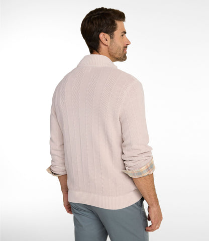 L.L.Bean Men's Sunwashed Textured Cotton Sweater, Herringbone 1/4 Zip Fig