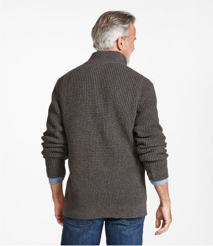 L.L.Bean Men's Organic Cotton Waffle Sweater, Quarter Zip Carbon Navy