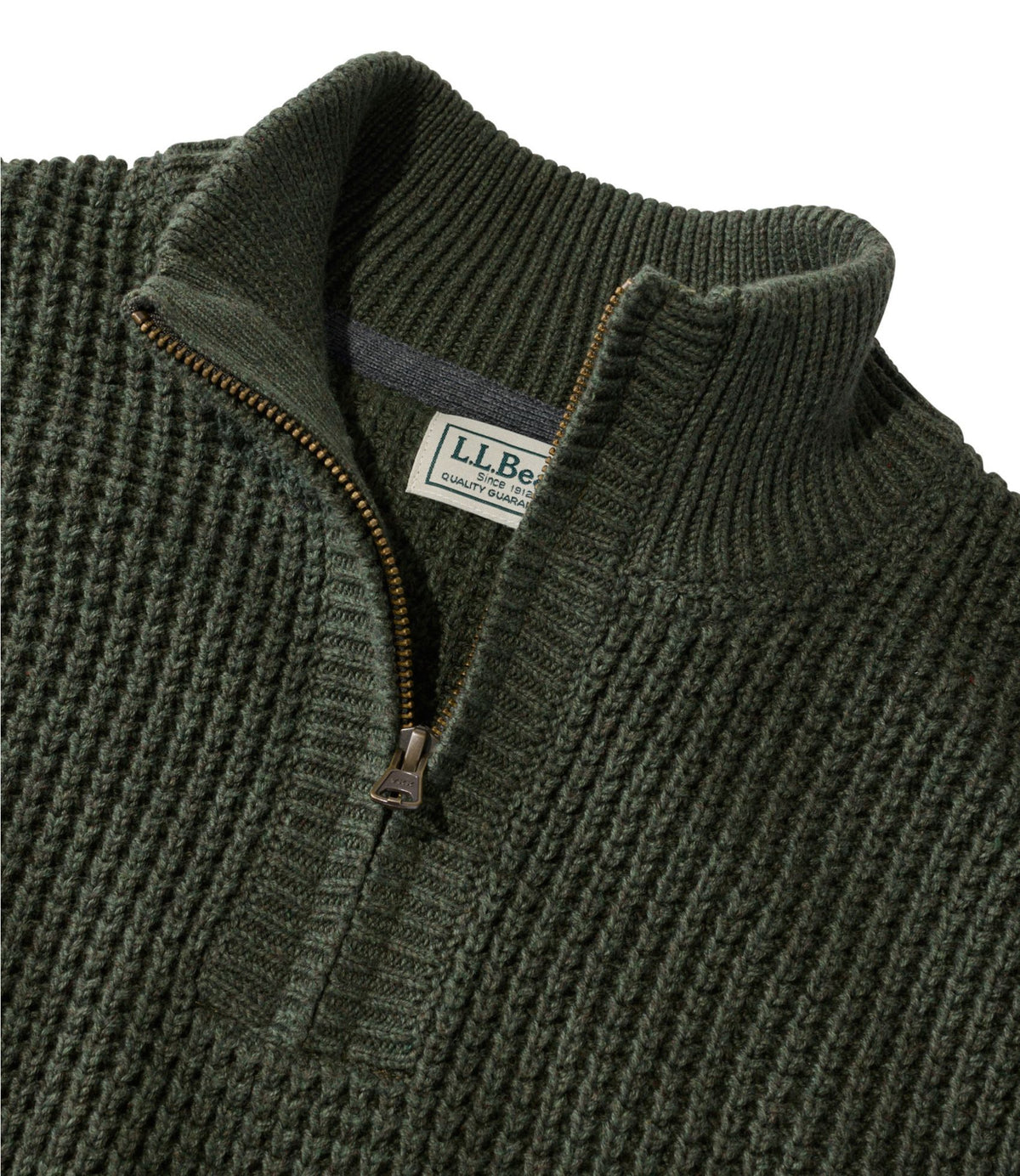 L.L.Bean Men's Organic Cotton Waffle Sweater, Quarter Zip Carbon Navy
