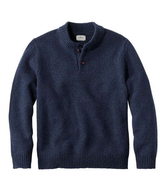 L.L.Bean Men's L.L.Bean Classic Ragg Wool Sweater, Henley Nautical Navy