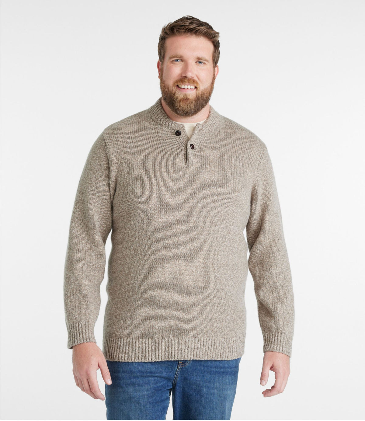 L.L.Bean Men's L.L.Bean Classic Ragg Wool Sweater, Henley Nautical Navy